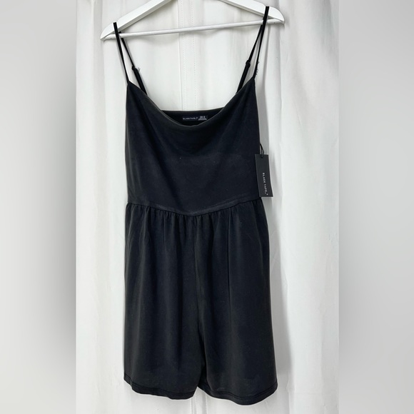 BLACK TAPE Women's Dark Grey Draped-Neck Spaghetti Strap Pull-On Romper SZ M - Picture 4 of 13